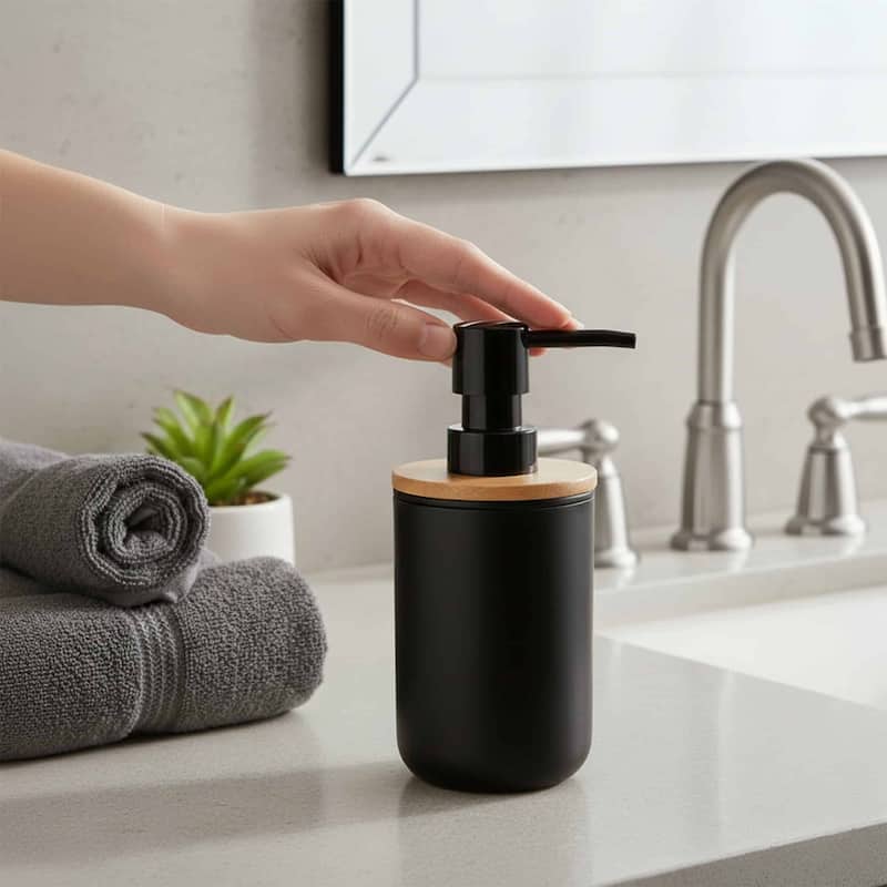 Padang Bathroom Accessories Set Bamboo - Soap Dispenser Only - Black