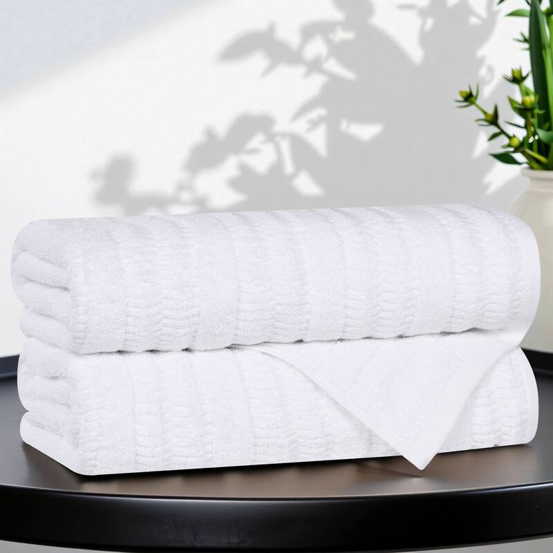 Superior Mika Smart Twist Cotton Bath Towels, Set of 2 - White