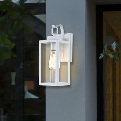 2-Light Outdoor Rectangle Wall Matte Black Wall Sconce - 5"Wx6.7"Lx13.75"H
