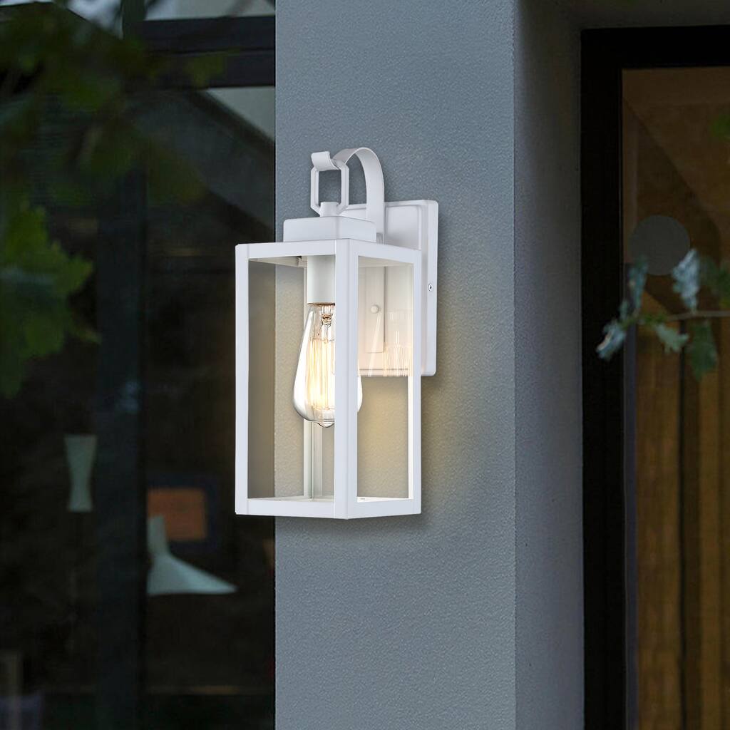 2-Light Outdoor Rectangle Wall Matte Black Wall Sconce - 5"Wx6.7"Lx13.75"H