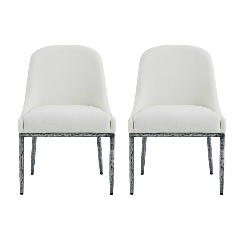 Christopher Knight Home - Ameson Modern Upholstered Dining Chairs with Hammered Metal Legs & Padded Seat, Set of 2 - Set of 2