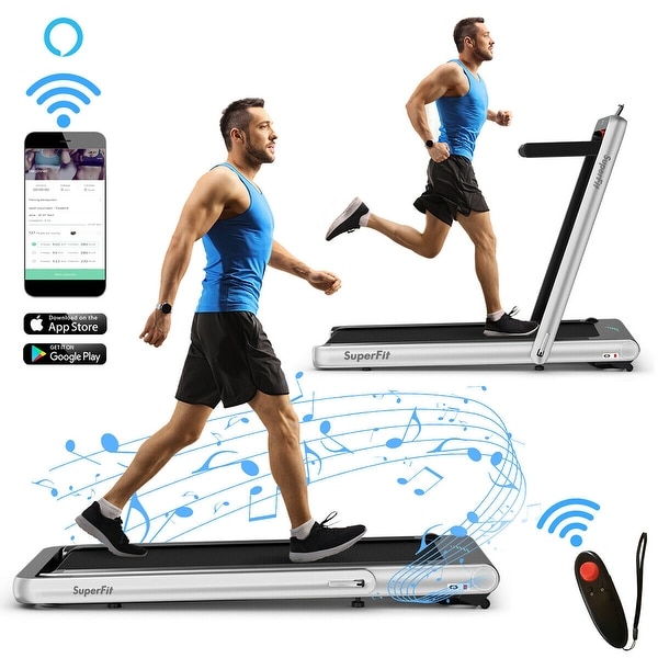 SuperFit 4.75HP 2 In 1 Folding Treadmill W Remote APP On Sale