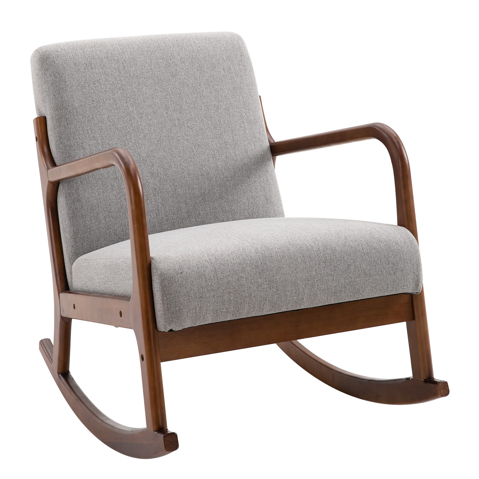 Shop Homcom Rocking Chair With Curved Wood Base Fabric Rocker With Padded Seat Home Furniture Bedroom Living Room Relax Overstock 31686663