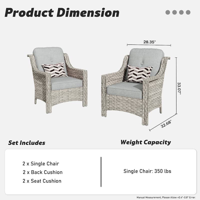 HOOOWOOO 2-piece High Back Wicker Rattan Outdoor Patio Chair Set