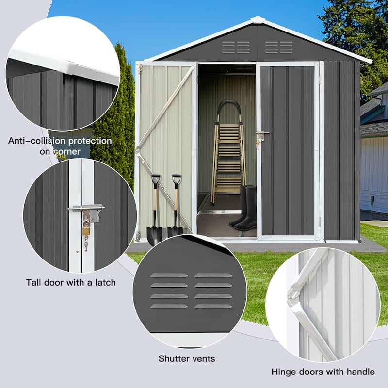 6 ft. W x 4 ft. D Galvanized Steel Metal Sheds & Outdoor Storage Shed - 6 ft. W x 4 ft. D