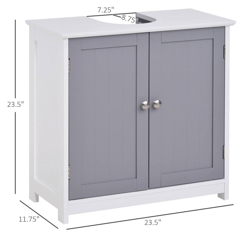Bathroom Storage Cabinet with U-Shaped Design for Open Sink and Enclosed Storage - 23.5in L