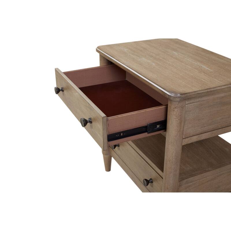 Open Nightstand Sand Finish With 2 Drawers
