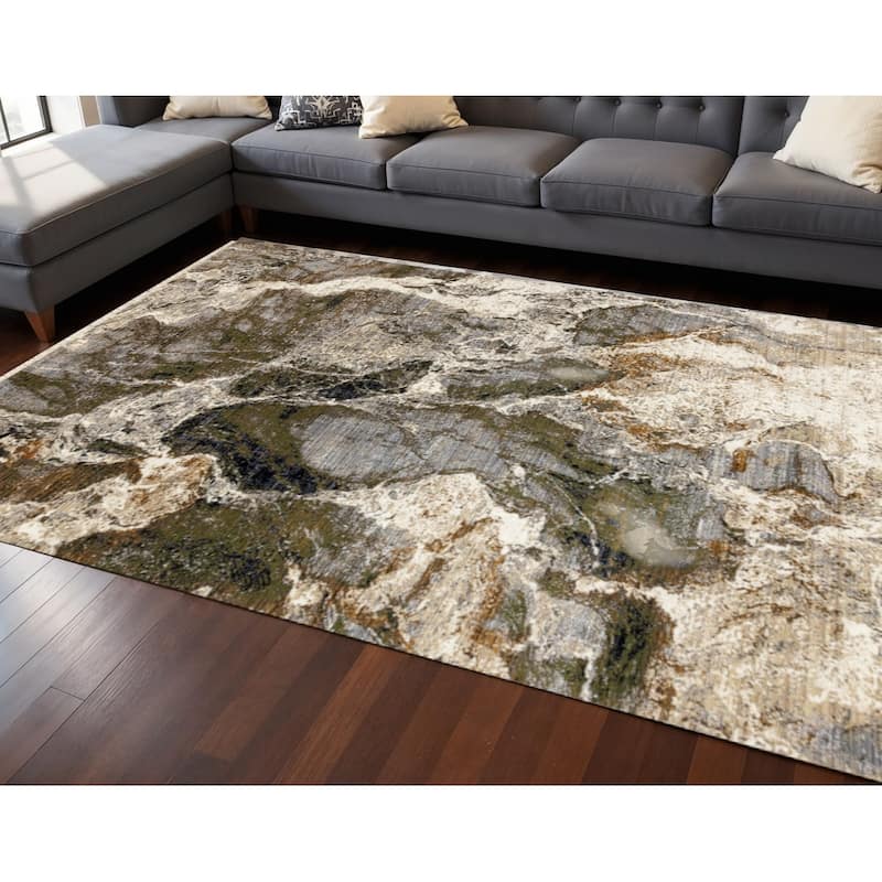 HomeRoots Abstract Modern Rectangle Area Rug - 8' X 10' - 8' X 10'