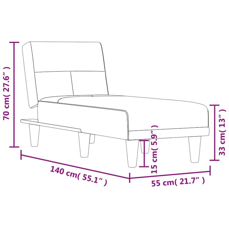 vidaXL Chaise Longue Dark Gray Fabric - 21.7" x 55.1" x 27.6"