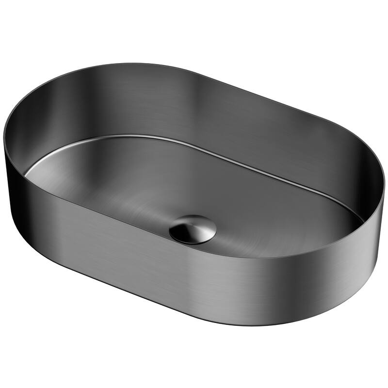Karran Cinox Stainless Steel Oval Vessel Sink - Gunmetal Grey