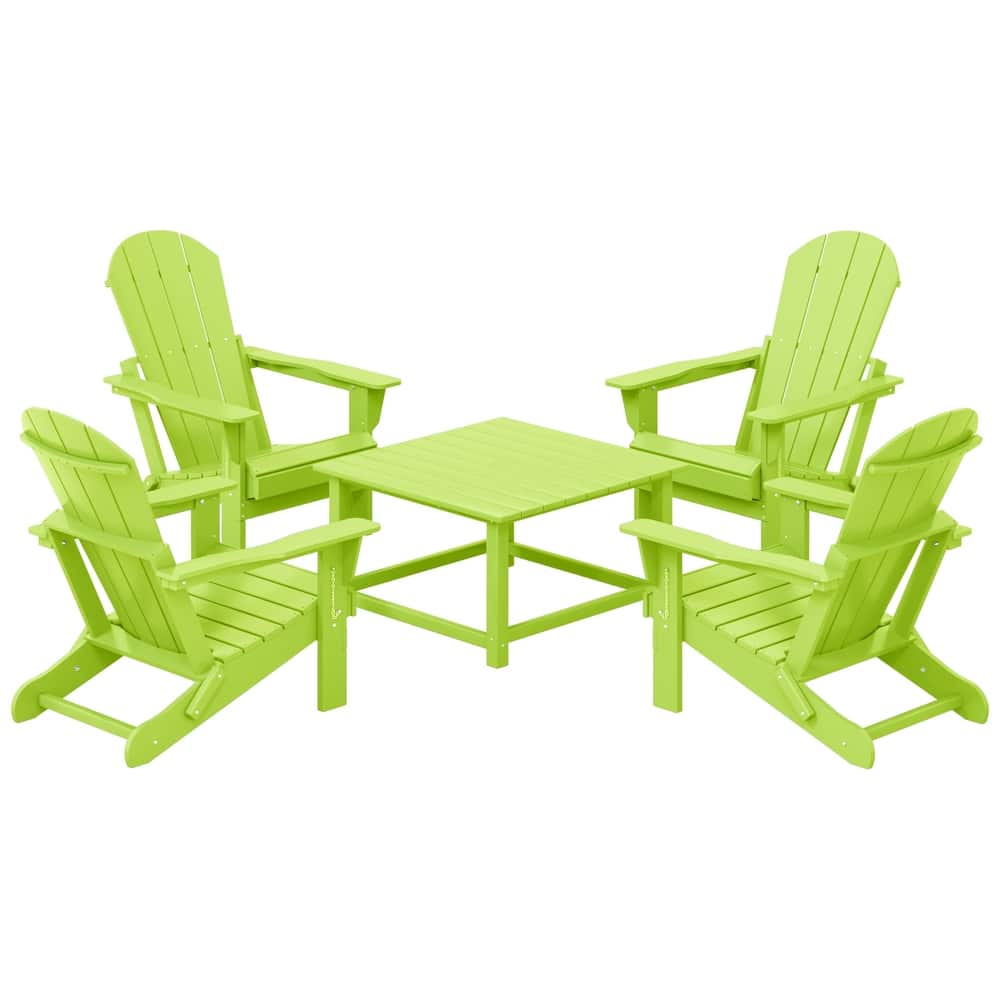 Laguna Outdoor 5-Piece Adirondack Chair With Square Coffee Table Conversation Set