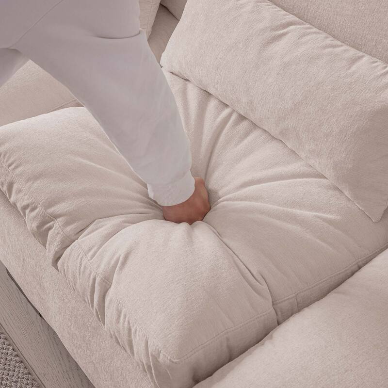 114.5"Modern L Shaped Chenille Sofa with Ottoman and USB Ports