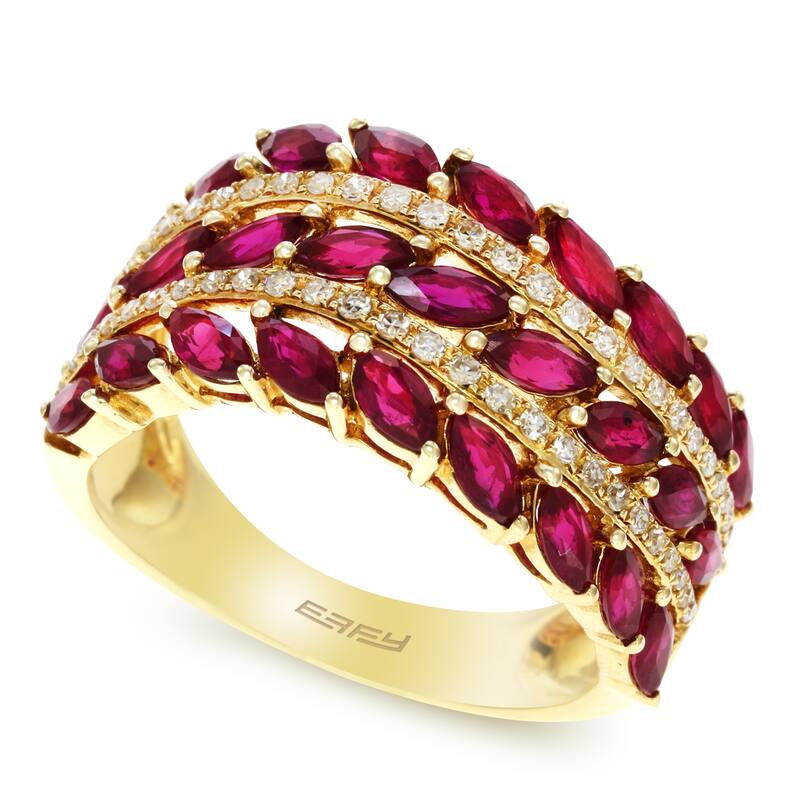 EFFY 14K Gold Diamond Natural Ruby Ring