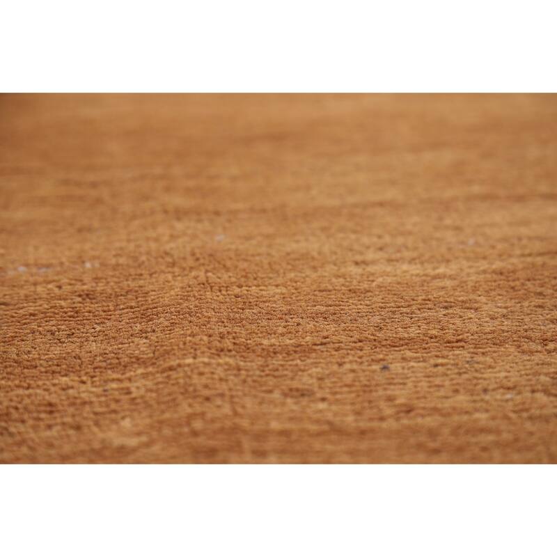 Gabbeh Area Rug Hand-Knotted Oriental Yellow Wool Carpet - 6'8" x 9'7"