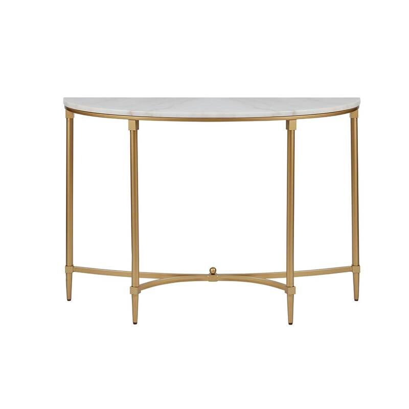 Roomfitters 42.5" Marble Console Table, Narrow Entryway Accent Table with Gold Metal Frame for Living Room or Office, White Gold