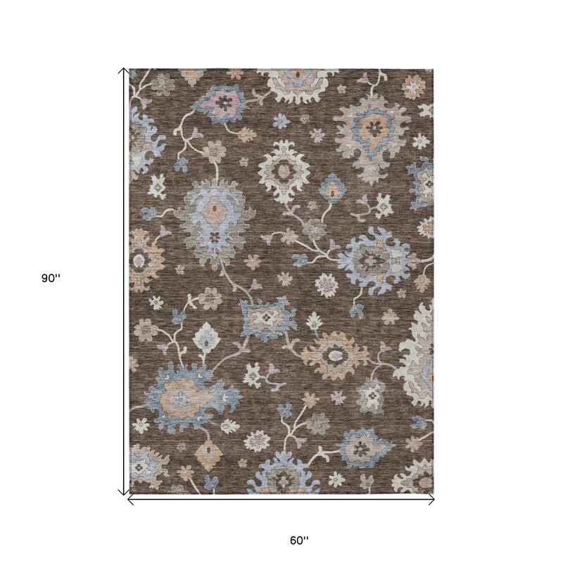 HomeRoots Floral Transitional Rectangle Outdoor Rug