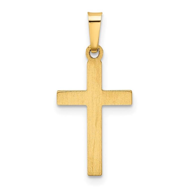 Curata 14k Yellow Gold 18" Small Hollow Cross Necklace - 17x11mm