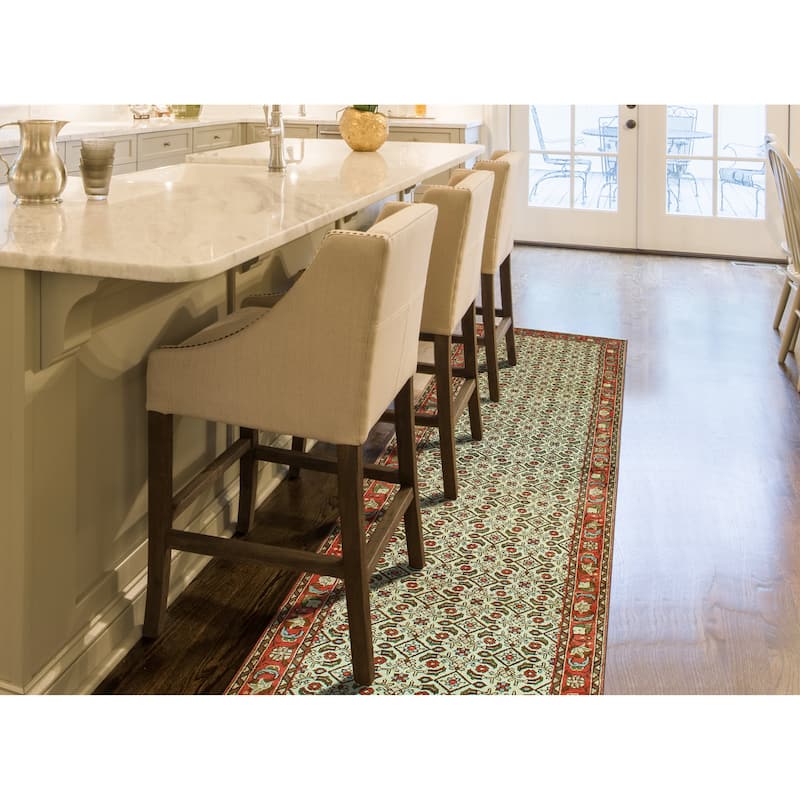 Fine Vintage Distressed Eliu Ivory/Rust Runner - 3'7" x 12'10"