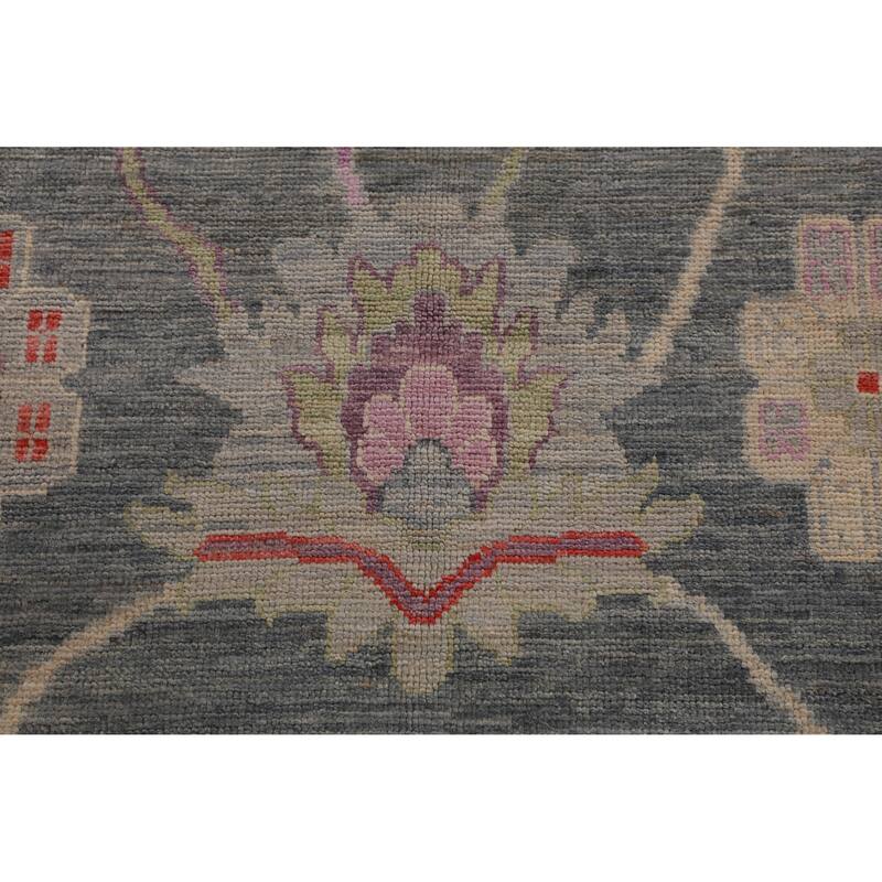 Hand Knotted Oriental 100% Wool Carpet Transitional All-Over Navy Blue & Blues Oushak Area Rug - 13' 9'' X 10' 2''