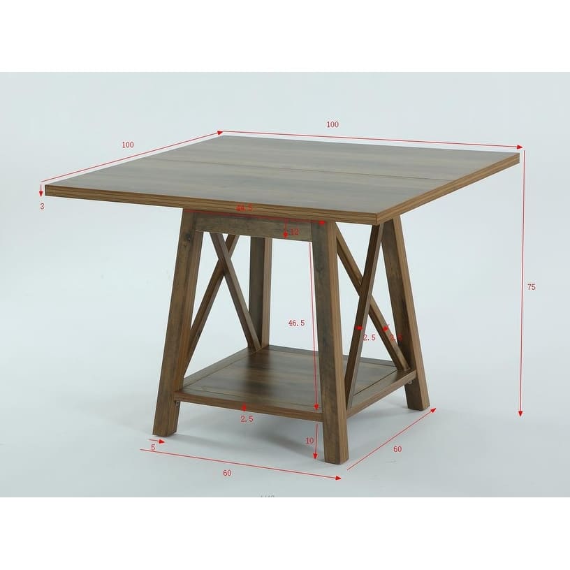 Square Dining Table with Shelf Storage for 4