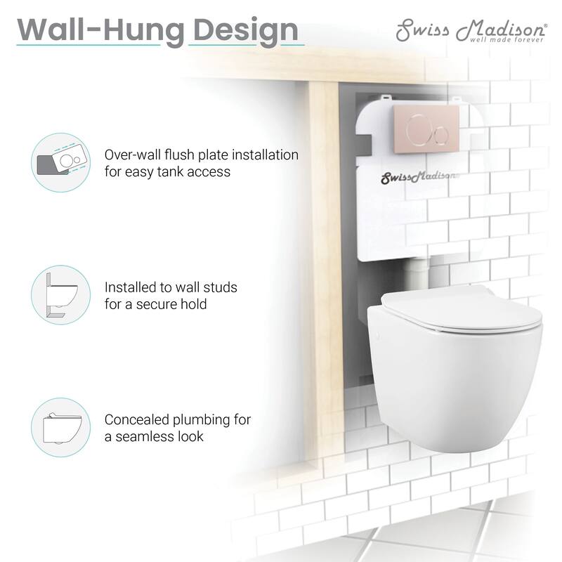 Ivy Wall Hung Elongated Toilet Bundle, Glossy White