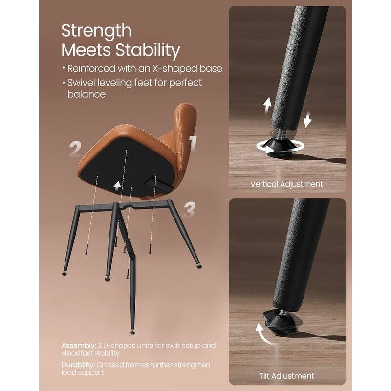 Modern Dining Chairs with Steel Frame and Synthetic Leather Padded Seat