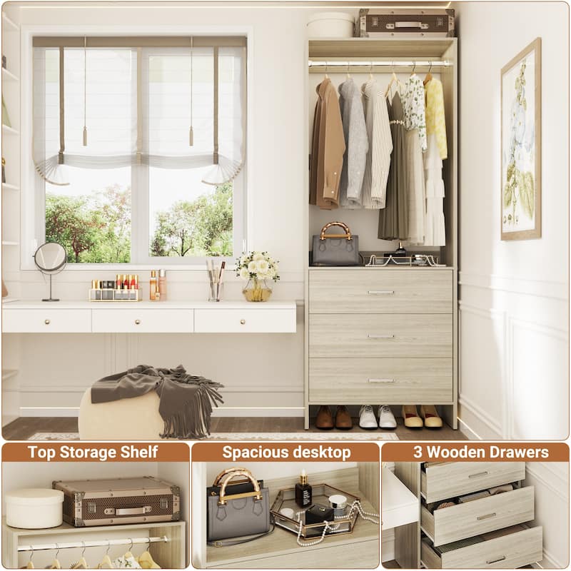Cimly Freestanding Closet Sytem, Closet Organizer Wardrobe for Walk-in and Reach-in Closet