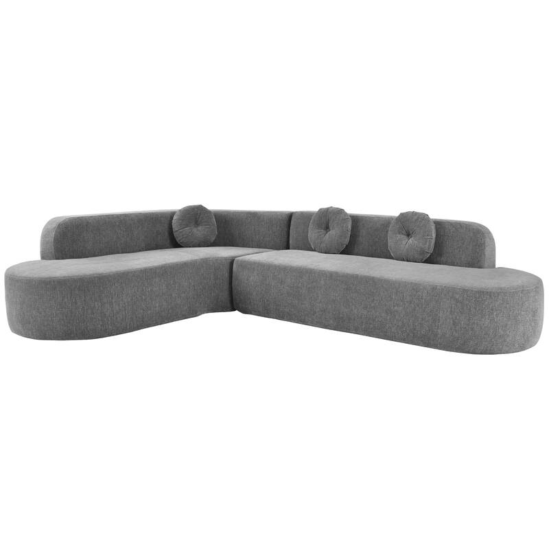 122" Polyester 4-Seat Sectional Sofa with Curved Design & High-Resilience Foam
