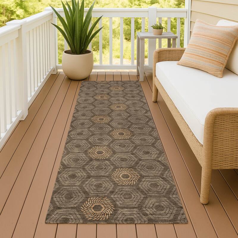Machine Washable Indoor/ Outdoor Modern Hugoton Chantille Rug - Chocolate - 2'3" x 7'6"