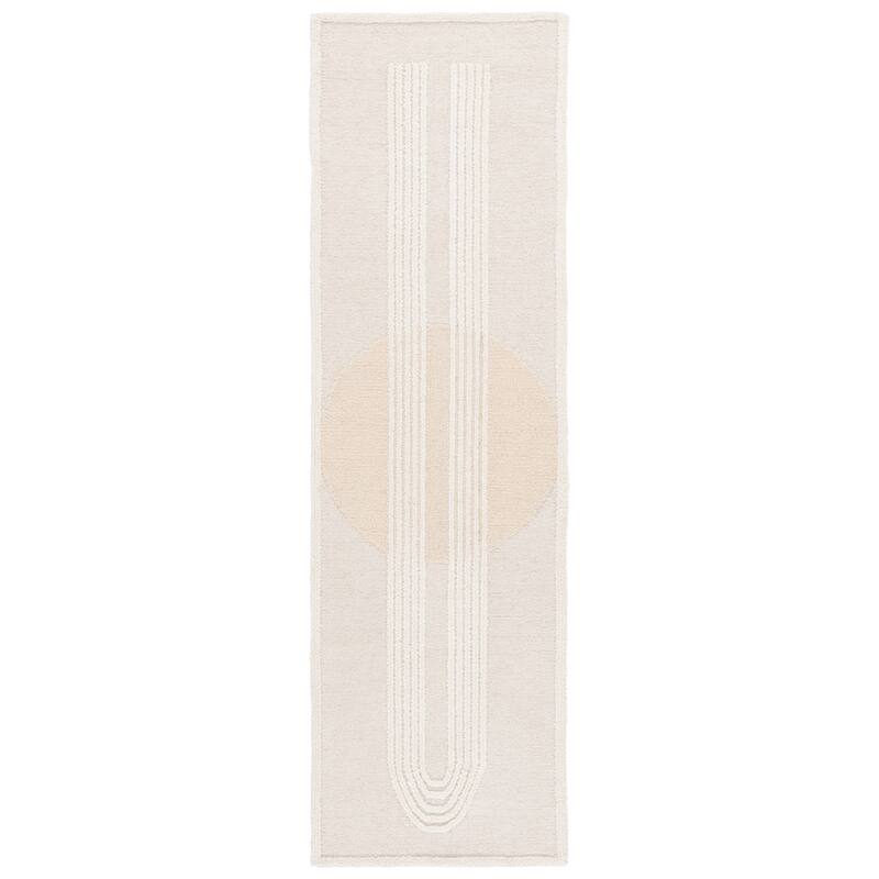 SAFAVIEH Handmade Rodeo Drive Miya Mid-Century Modern Wool Rug - 2'3" x 8' Runner - Ivory/Beige