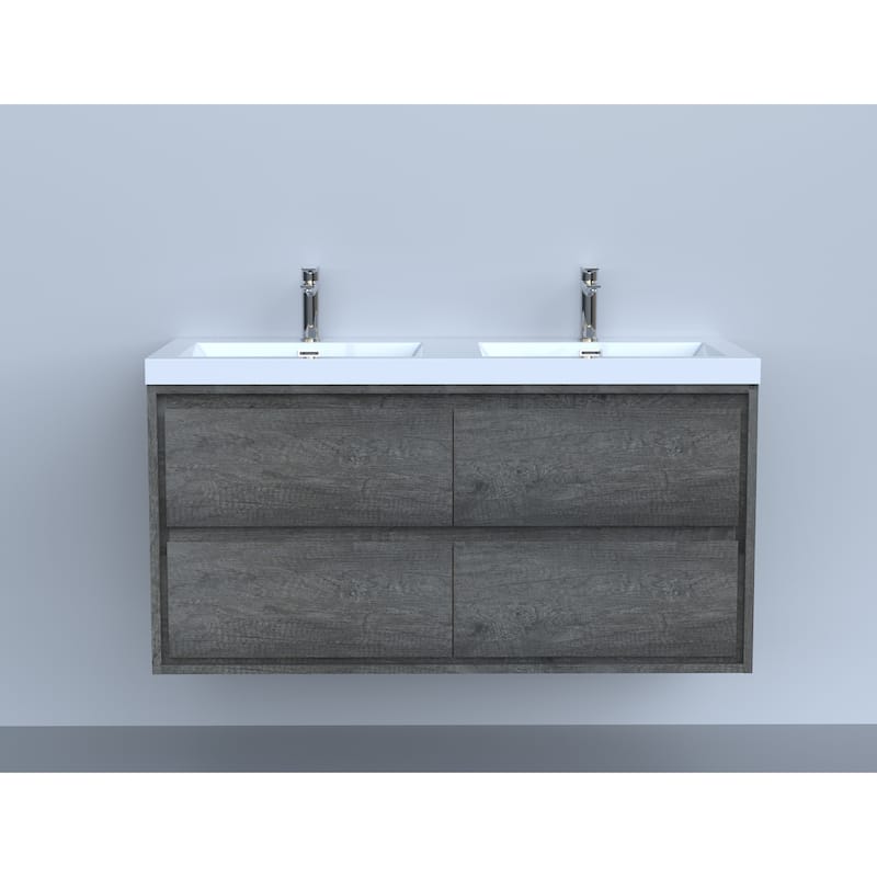 Sage 48" wall mounted bathroom vanity with double basin acrylic top