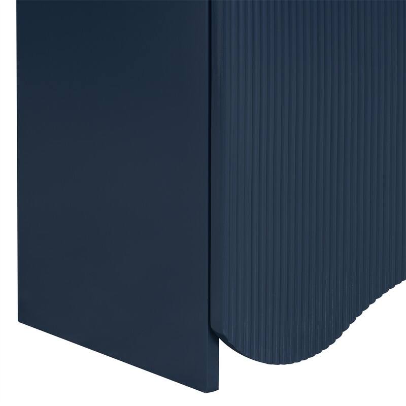 Wavy Design Sideboard with 4 Doors and Adjustable Shelves, Buffet Cabinet Accent Storage Cabinet with Vertical Stripes