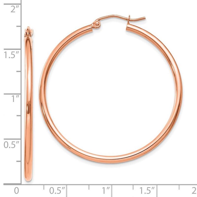 Curata 14k Rose Gold Polished Hoop Earrings - 40x40mm