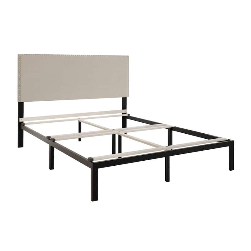 CraftPorch Modern Linen Silver Finish Nailhead Upholstered Bed