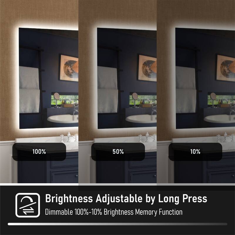 Wall Mounted Back Light Bathroom Frameless LED Mirror With Anti- Fog And Memory Function