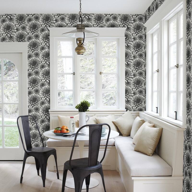 A-Street Prints Umbra Charcoal Floral Wallpaper