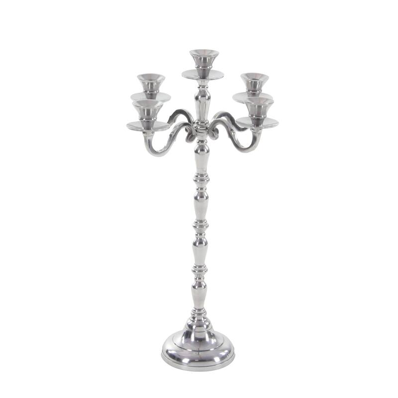 Aluminum Metal Candelabra - Silver - Roche River Decor - 10"W x 10"L x 23"H