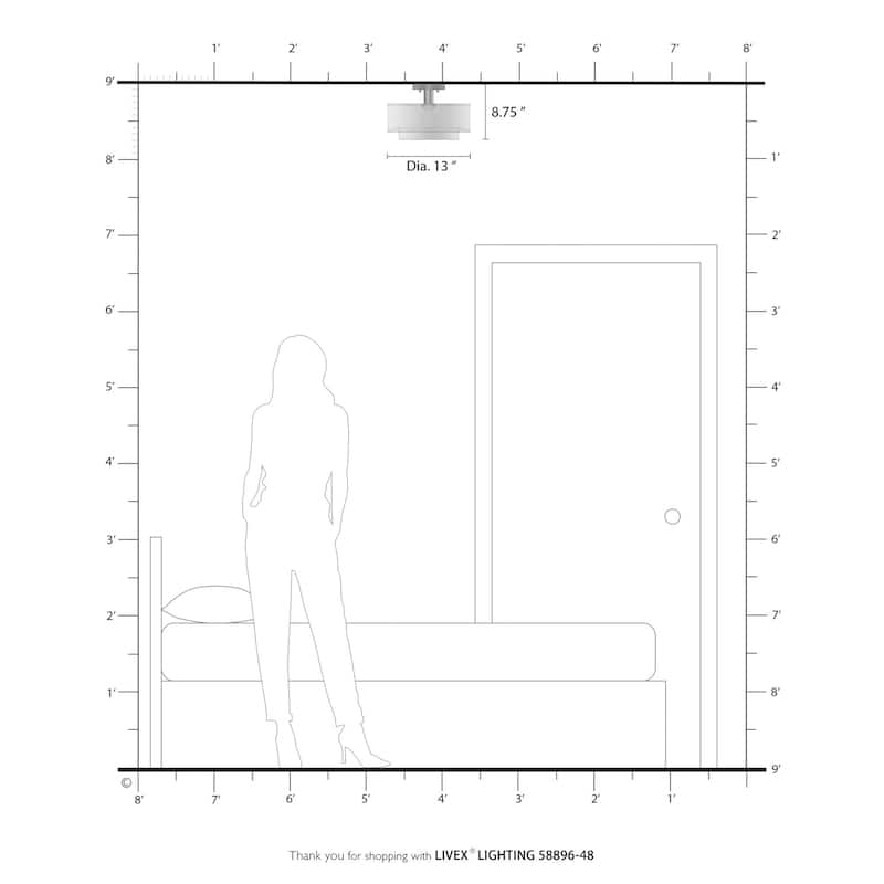 Livex Lighting 58896 Bellingham 13" Wide Semi-Flush Drum Ceiling
