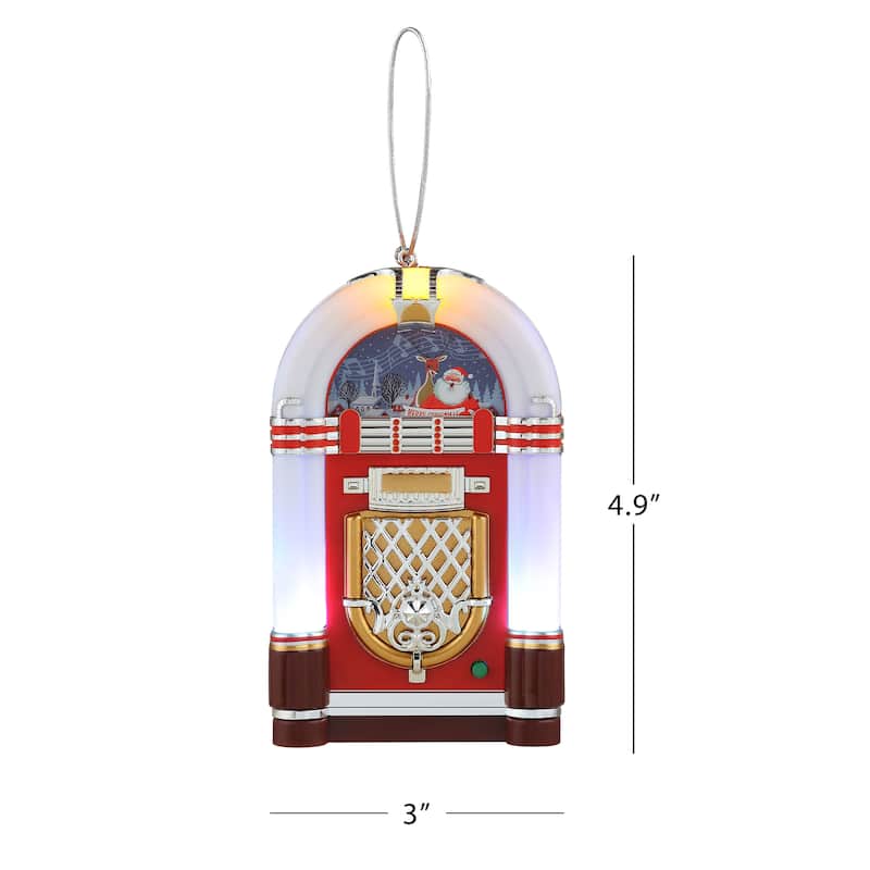 4.9" Retro Jukebox Ornament - White