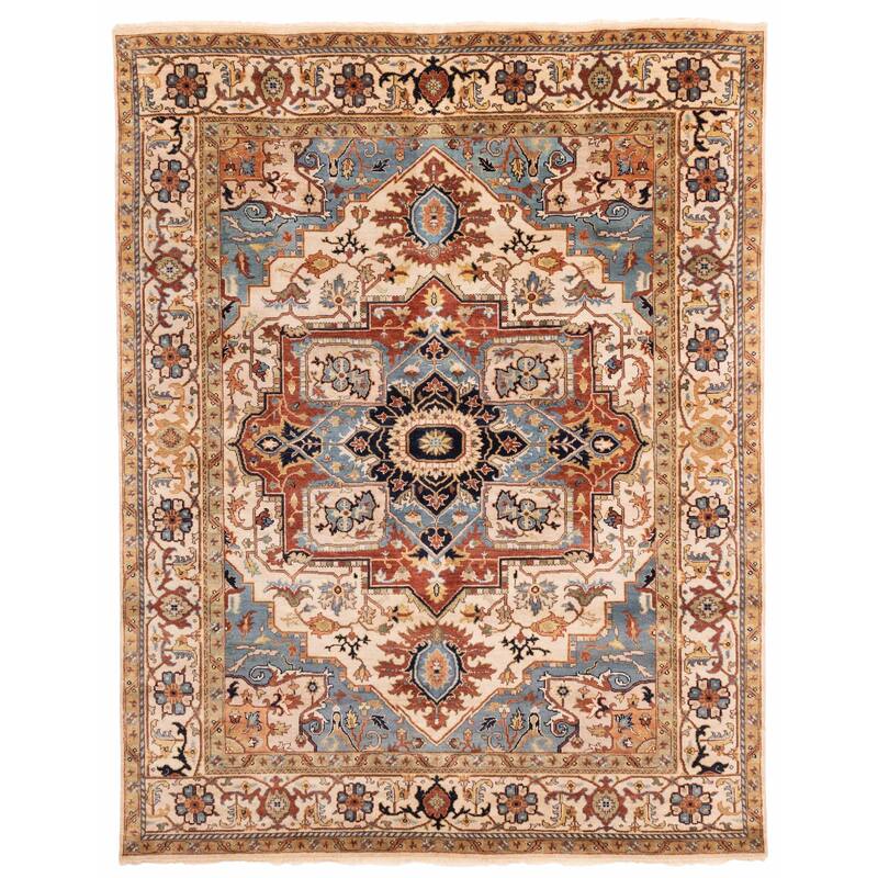 ECARPETGALLERY Hand-knotted Jules Sultane Ivory Wool Rug - 7'10 x 10'1