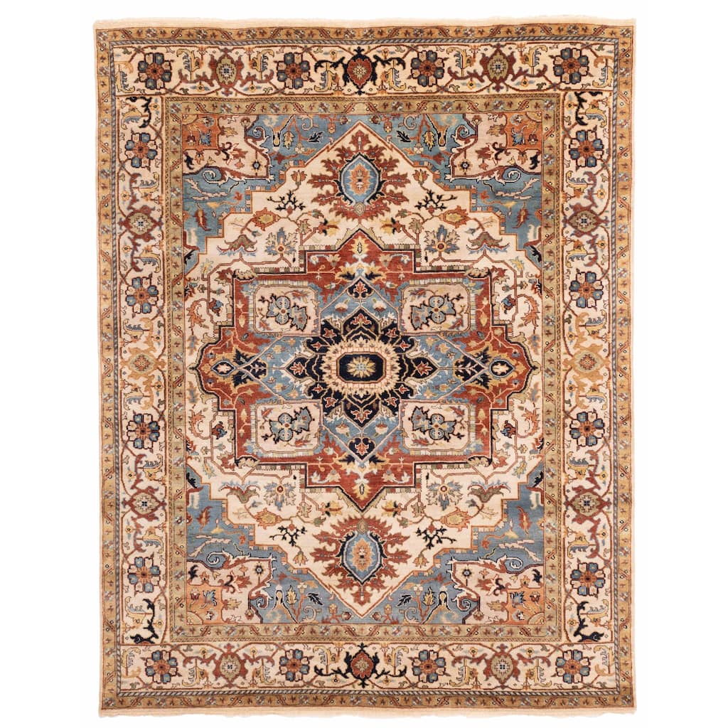 ECARPETGALLERY Hand-knotted Jules Sultane Ivory Wool Rug - 7'10 x 10'1