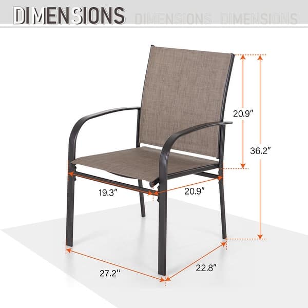 dimension image slide 3 of 4, MAISON ARTS 7-Piece Patio Dining Set Metal Rectangle Table and 6 Textilene Chairs
