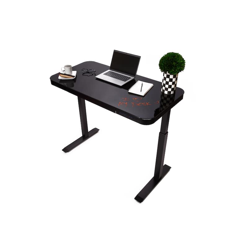 AIRLIFT 47.5 in Tempered Glass Electric Standing Desk Top Dual 2.4A USB Charging Port Height Adjustable to 47.5 in H