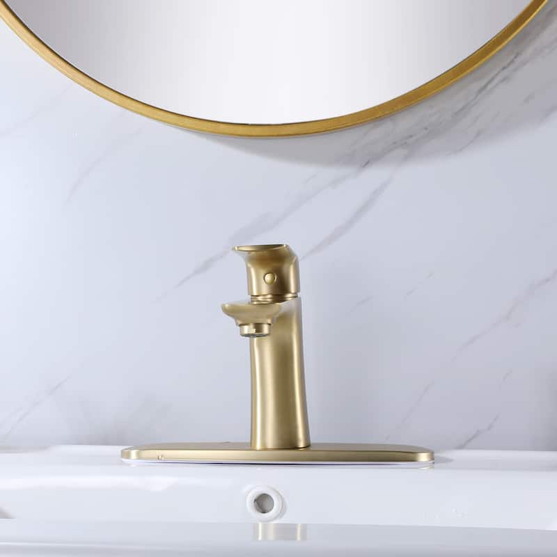 Single-Handle Bathroom Sink Faucets, Basin Mixer Taps, Deck-mounted Vessel Faucet with Hole Cover Plate