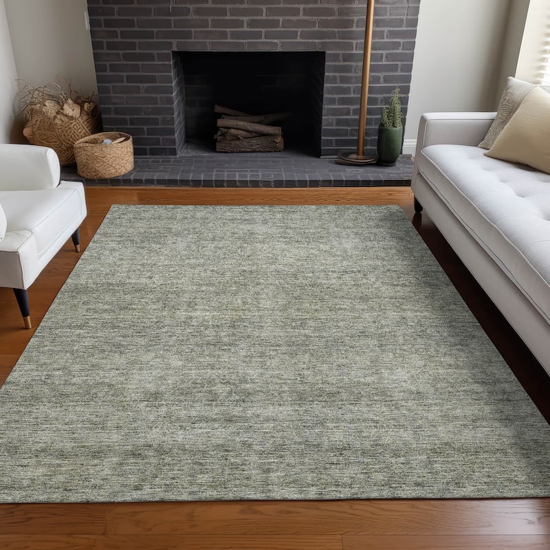 Machine Washable Indoor/ Outdoor Ombre Solid Chantille Rug