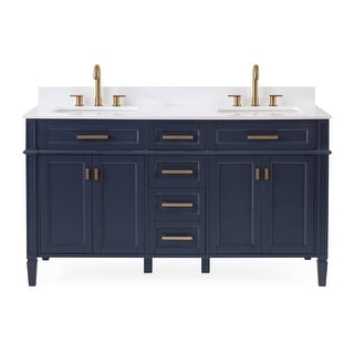 60" Tennant Brand Durand Modern Navy Blue Double Sink Bathroom Vanity