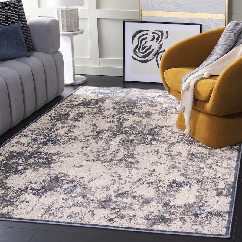 SAFAVIEH Noble Kyouko Viscose Slip Resistant Rug - 5'1" x 7'6" - Light Blue/Beige - 5'1" x 7'6"