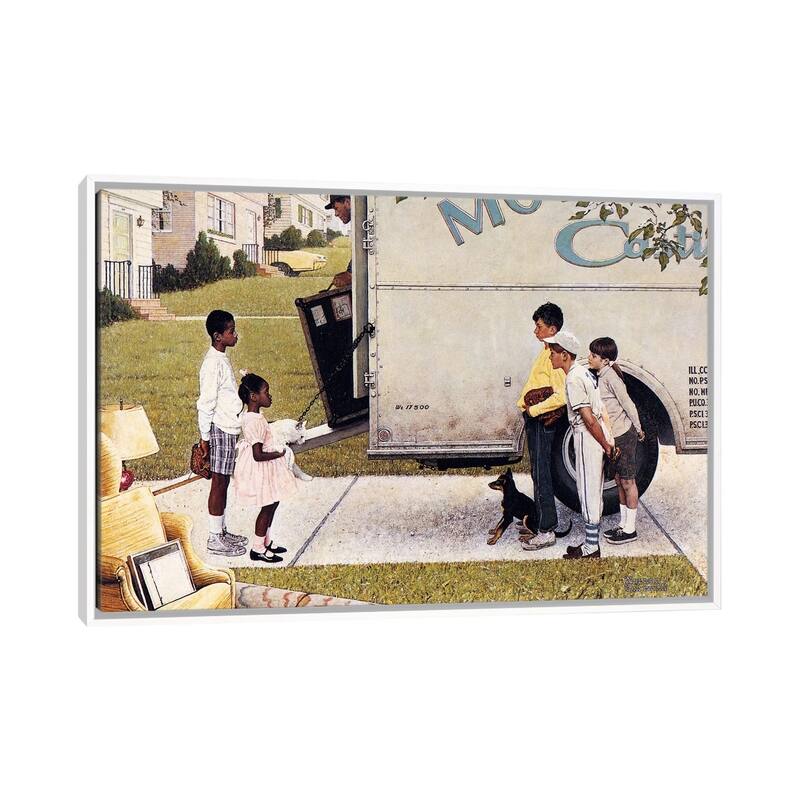 iCanvas "Moving In (New Kids In The Neighborhood)" by Norman Rockwell Framed Canvas Print - White - 26x40