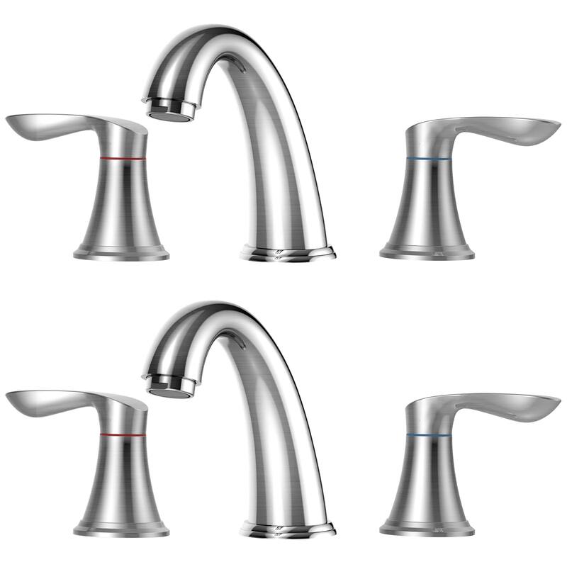 2 Pcs Bathroom Sink Faucet 3 Hole with Stainless Steel Pop up Drain and cUPC Hose, Brushed Silver - 3.59x3.59x7.87in - 3.59x3.59x7.87in - Silver