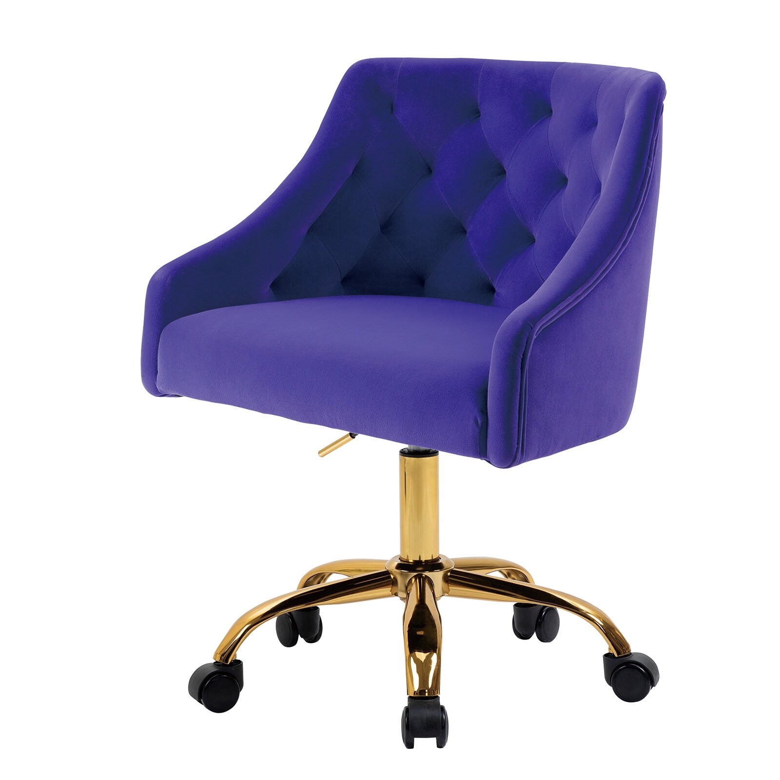 Modern Velvet Office Task Chair Height Adjustable 360° Swivel Upholstered Computer Task Chair with Wheels